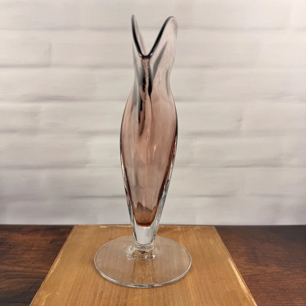 Blenko 872 Fan Vase Dusty Rose Art Glass